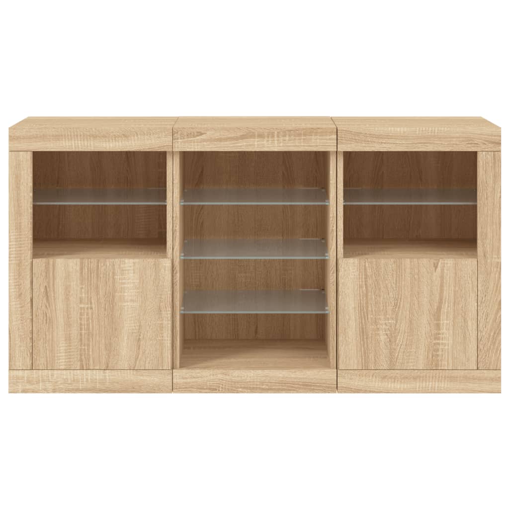 Sideboard with LED Lights Sonoma Oak 123x37x67 cm